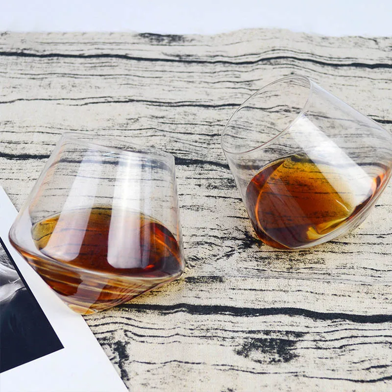 

Wine Glasses Whiskey Rotating High Belly Cigar Cocktail Drinking Wine Cup Tumbler Down Bar Glasses Dropshipping Top