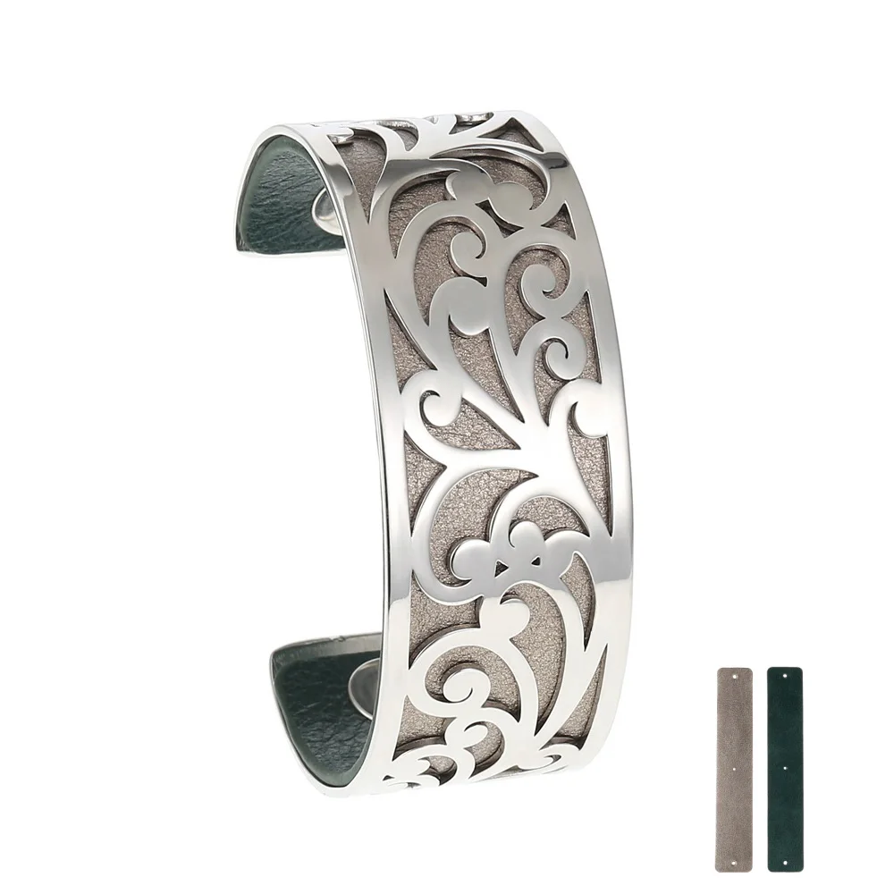 Silver BC0065708 Legenstar, сменный Браслет-манжета, Manchette Femme, Реверсивные кожаные браслеты, браслеты для женщин, ювелирные изделия из нержавеющей стали - Окраска металла: Silver BC0065708