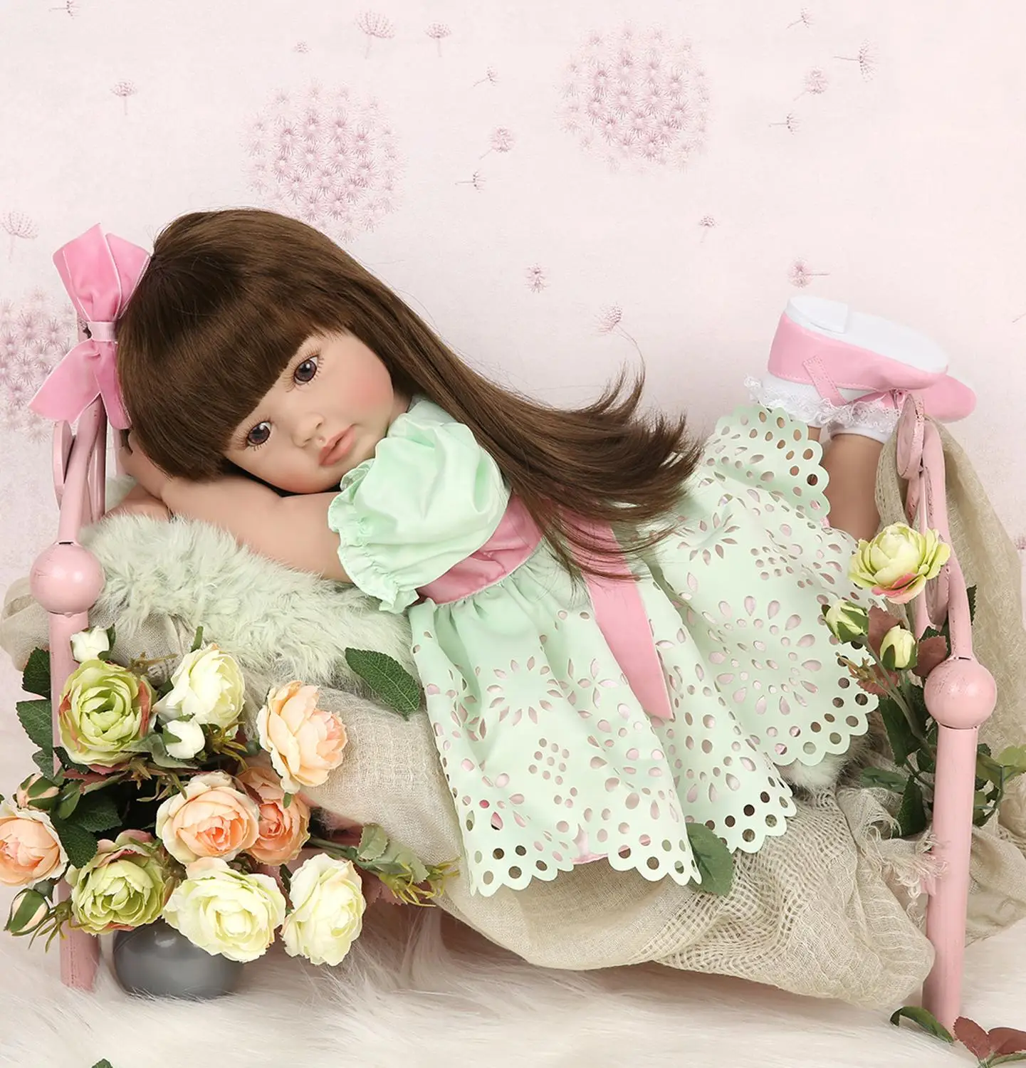 60 см кукла новорожденного малыша девочка принцесса силиконовый виниловый
