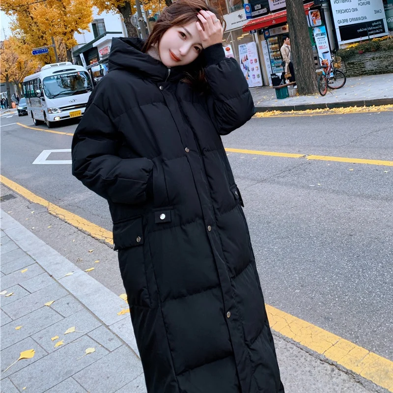 Супер длинные зимние парки пуховик с хлопковой подкладкой Женская куртка