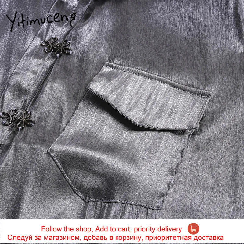 

Yitimuceng Asymmetrical Cheongsam Blouse Women Vintage Shirts Loose New Spring 2021 Fashion Short Sleeve Turn-down Collar Tops