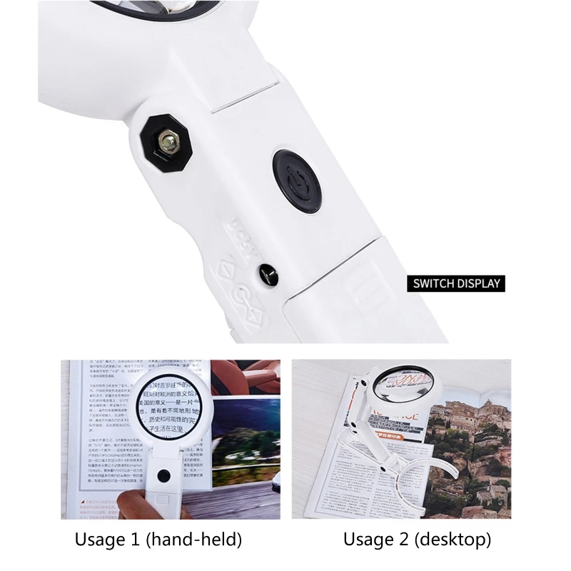 

5X 11X Handheld Folding Lamp Loupe Magnifier Reading Portable with 8 LED Lights K3KA