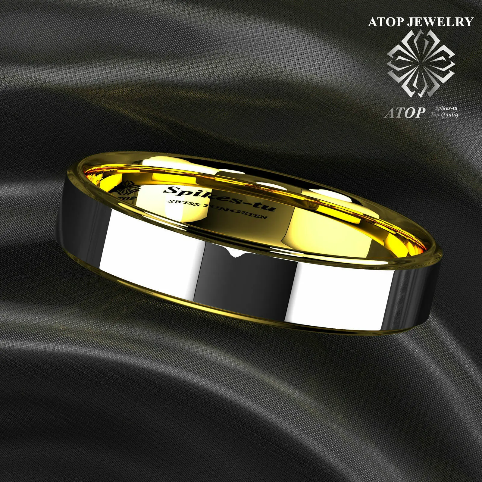 Вольфрамовое мужское кольцо Золотое обручальное 6 мм купол Свадебные украшения
