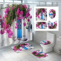 waterproof shower curtain for bathroom vintage street scenery poly bath mats set nature home curtains with hooks ring 180180cm