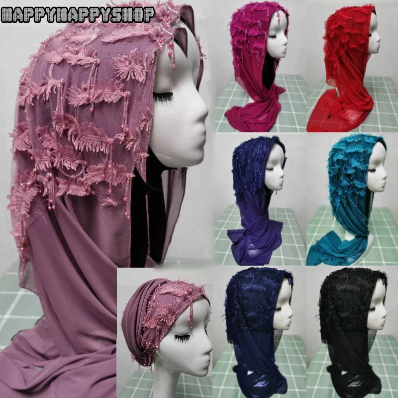 Элегантный женский/Дамский Дубай бисерный хиджаб с бахромой исламский