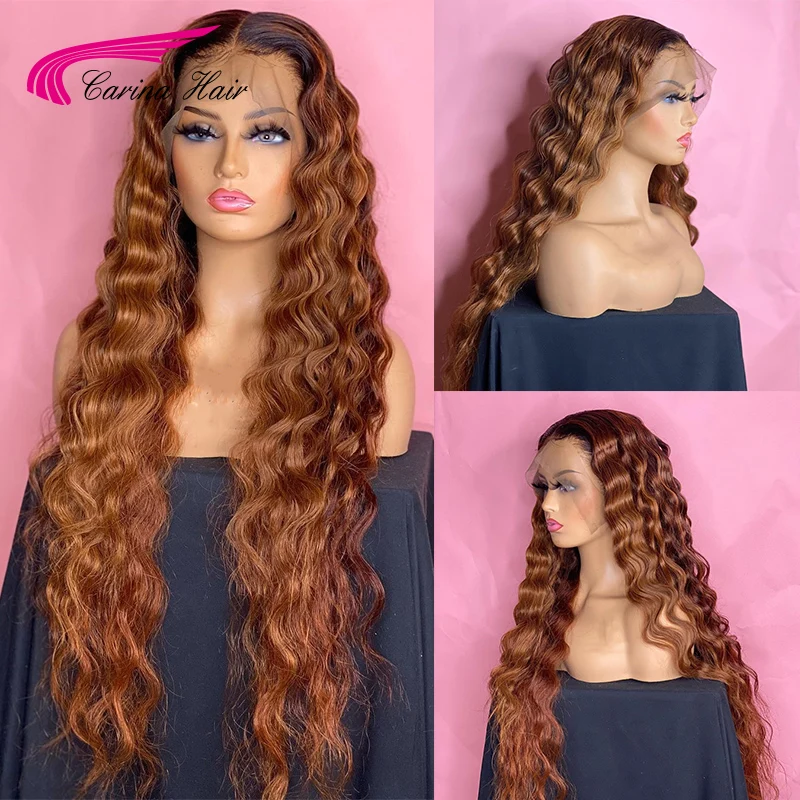 Волнистые светлые Омбре вьющиеся кружевные передние человеческие волосы