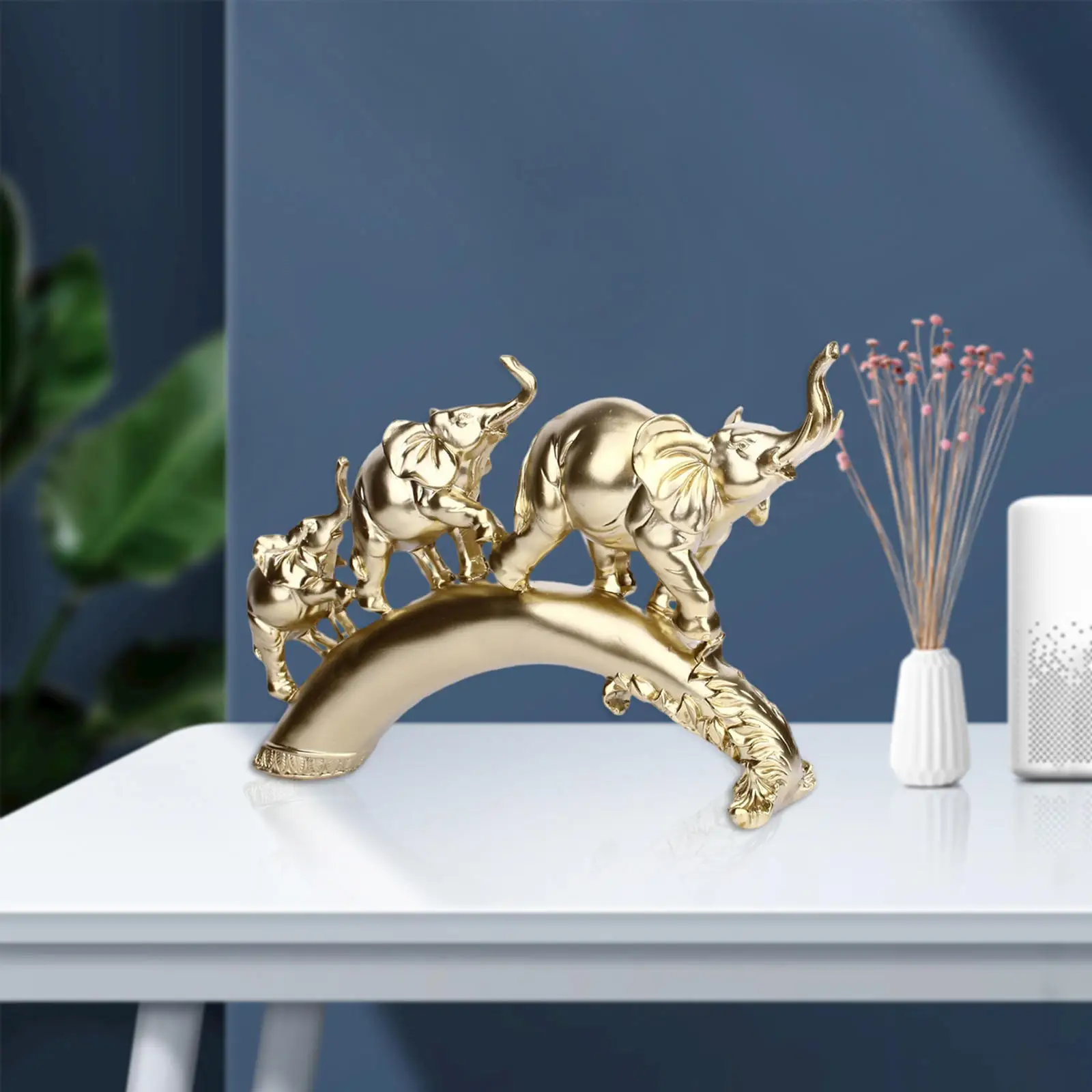 

Elephant Statue Sculpture Treasures Elephant Family Figurine for Home Decor TV Stand Housewarming Gift