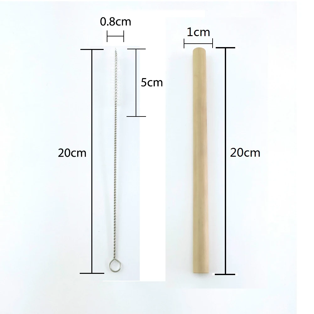 

Natural Bamboo Drinking Straw Set Biodegradable Bamboo Straws Reusable Thick Straw Tableware with Cleaning Brush Sugarcane Straw