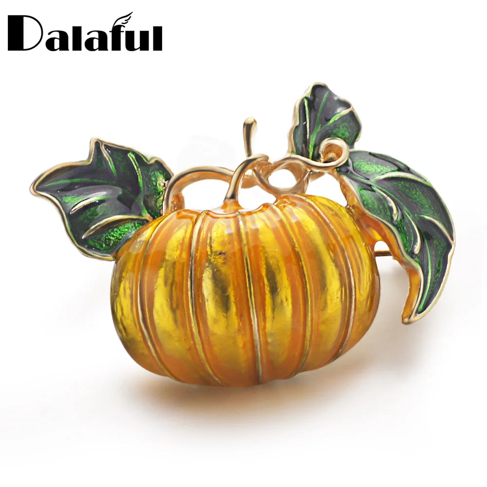 Dalaful Милая брошь в виде тыквы для Хэллоуина булавка с желтой эмалью милые