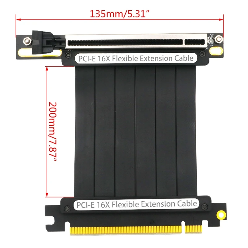 

20CM PCIe 3.0 x16 PCI Express Riser Extender Cable Flexible High Speed 90 Degree GUP with LED Magnet Pad for Graphics Card