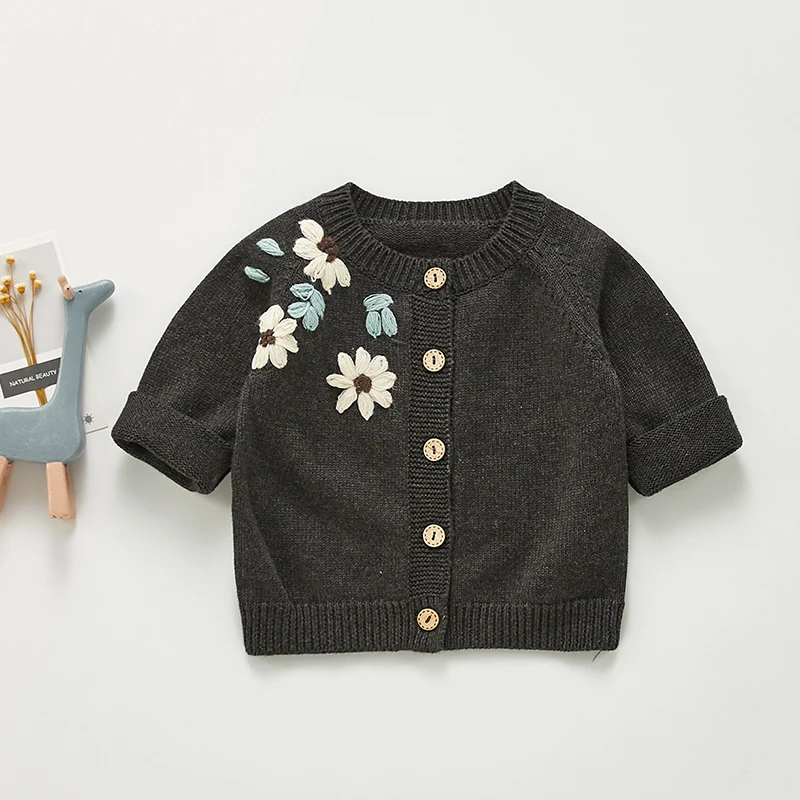 

Newborn Baby Girl Clothes Sweater Long Sleeve Hand Embroidery Cardigan Autumn Winter Fashion Knitted Outcoat