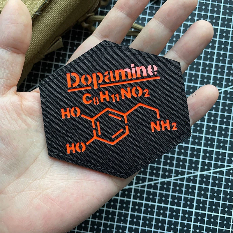 Допамин HO NH2 светящаяся молекула нашивка из нейлона серотонин кофеин химические
