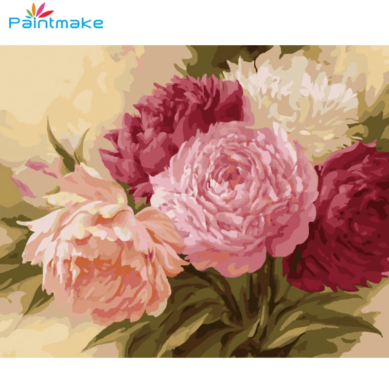 Набор для рисования по номерам на холсте сделай сам пион масляная краска