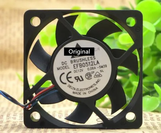 Оригинальный 100% рабочий Вентилятор охлаждения EFB0512LA F00 DC 12V 0.08A, 3 провода 3 pin 80 мм 50x50x10 мм