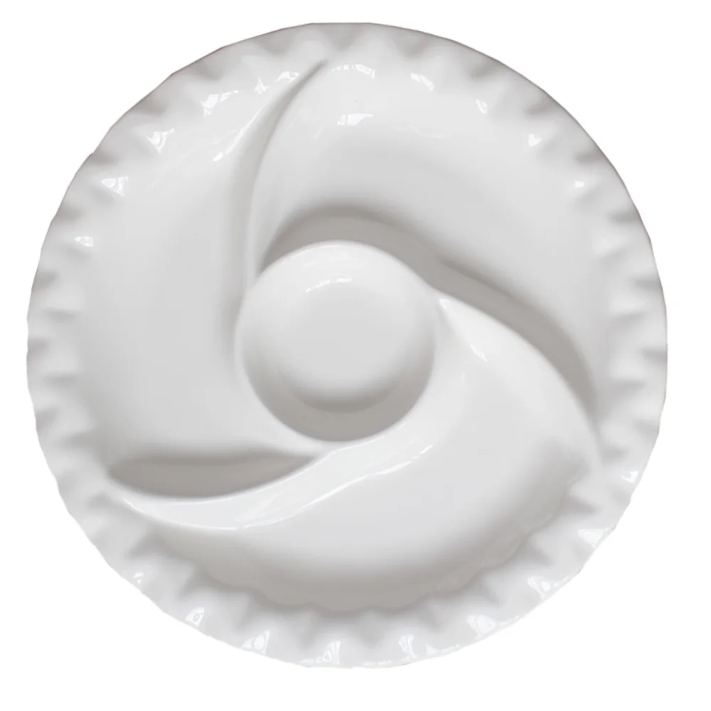 

1 Pc Divided Sushi Plate Convenient Snack Plate Ceramic Storage Tray (White)