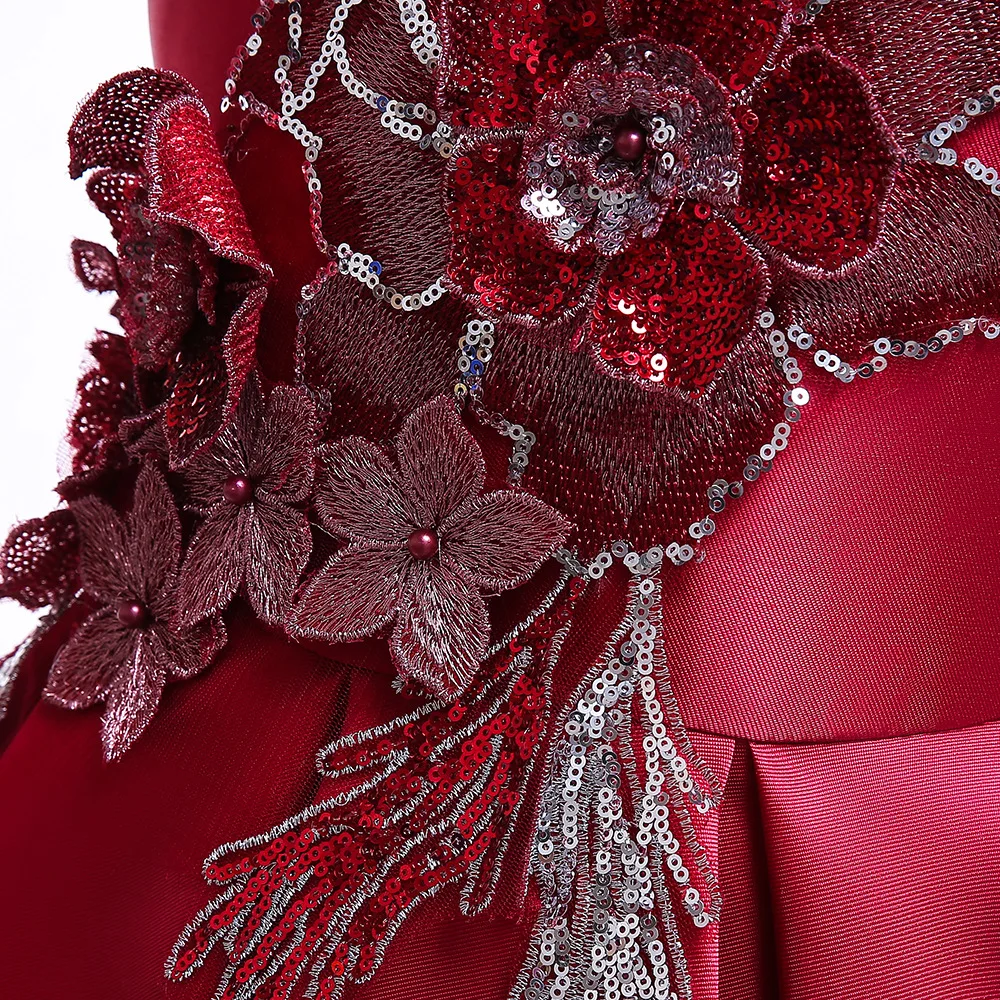 New girls tail dress twill forging sequins embroidered princess wedding banquet tuxedo suitable for 3-8 years old | Детская одежда и