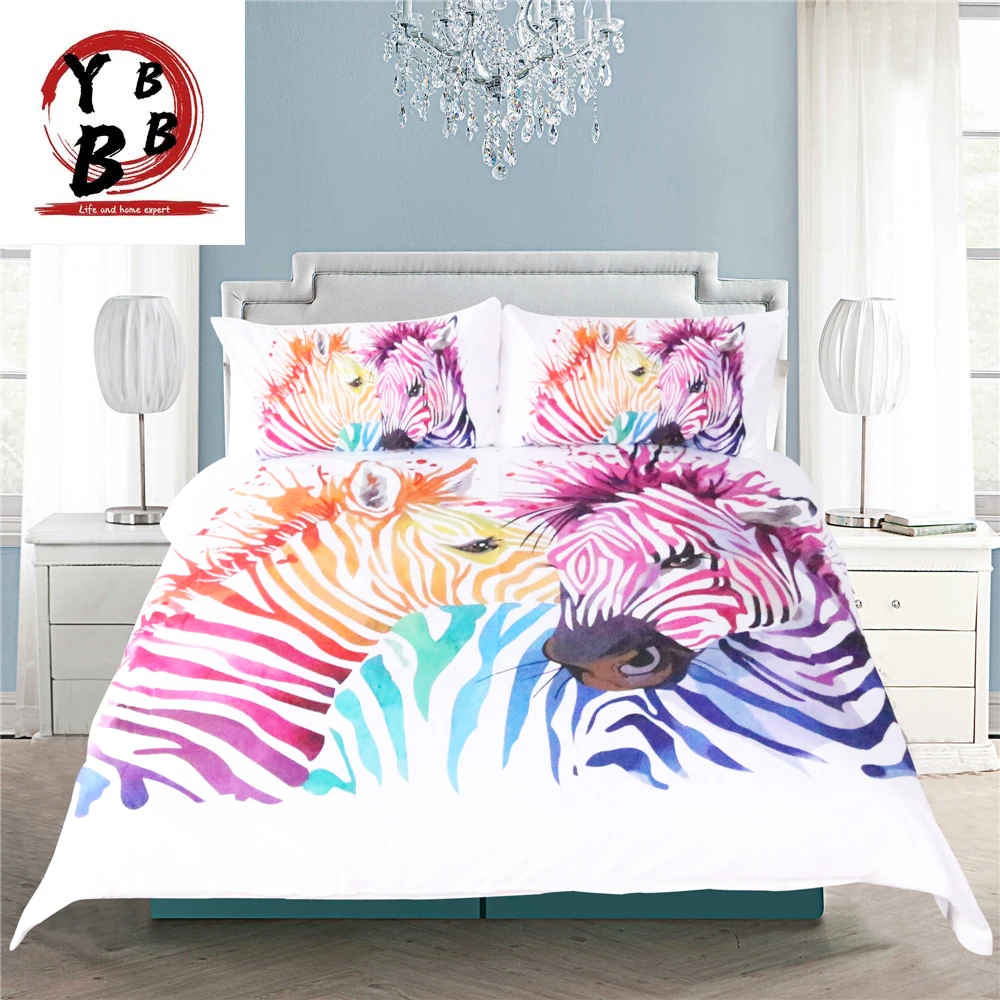 

White color Striped Zebra Modern Style Bedding Sets Polyester Duvet Cover Set Pillowcase Twin Full Queen Size King 3d bedclothes