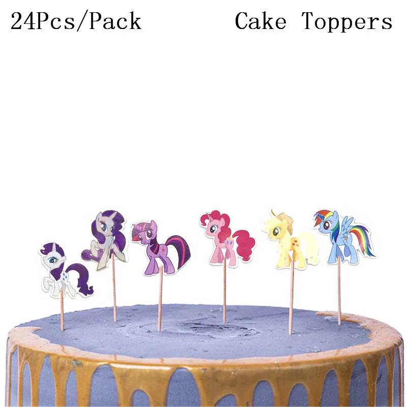 Набор из 24 штук с рисунком мультфильма Мой Маленький Пони Happy День рождения торт