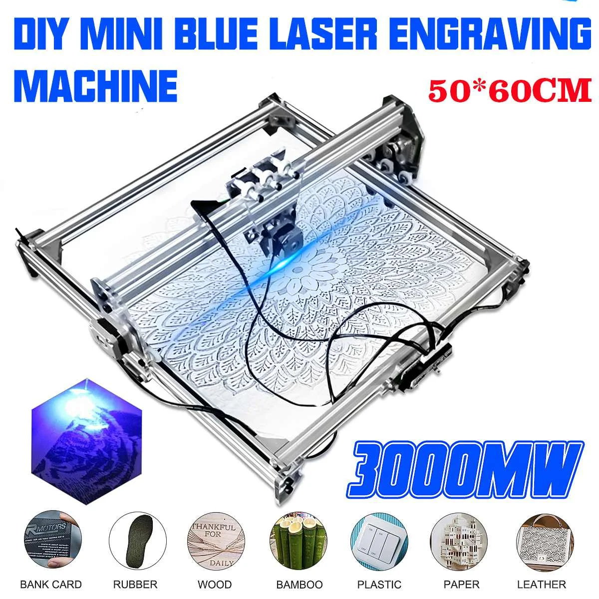 15W / 3000mw 50x65cm CNC Laser Engraver Engraving Machine for Metal/Wood Router/DIY Cutter 2Axis Desktop Cutter+ | Инструменты