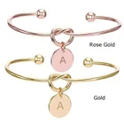 Браслет в европейском стиле с именем инициалом и надписью, сплав, Любовный узел, розовое золотозолото, 1 шт., подарок на день Святого Валентина, сувенир подружки невесты