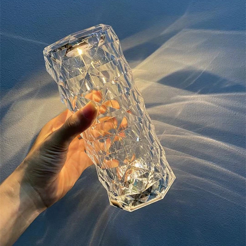 Rose Light and Shadow Atmosphere Light USB Charging Crystal Night Light Touch Tri-color Infinite Dimming Diamond Light