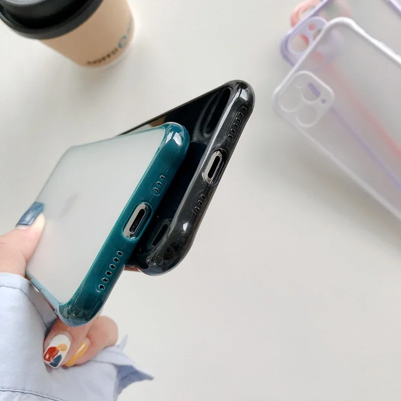 

Mint Simple Matte Bumper Phone Case for iphone 11 Pro XR X XS Max 12 6S 6 8 7 Plus Shockproof Soft TPU Silicone Clear Case Cover