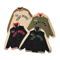 2021new letter embroidered baseball suit mens ins european and american street fashion brand loose stand collar jacket