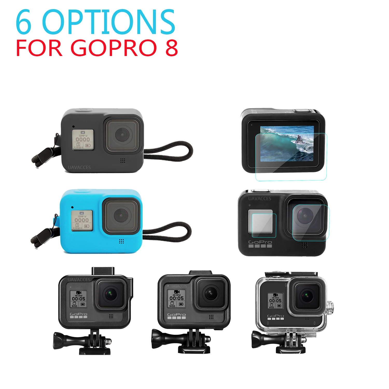 Комплект аксессуаров для Gopro 8 водонепроницаемый чехол защитная рамка экрана