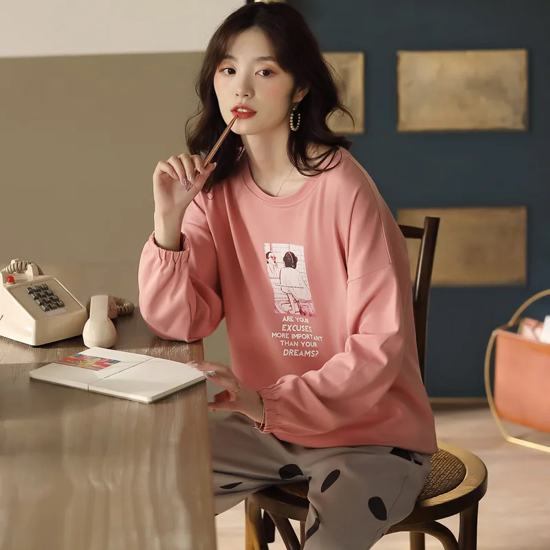 

Новинка 2020, Хлопковая пижама для женщин, модный простой костюм для отдыха в стиле Хань с узким круглым воротником, продажа от производителя