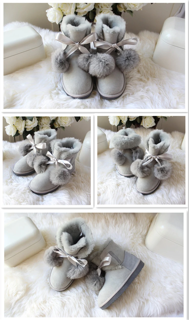 SHUANGGUN Free shipping! New Brand Natural Sheepskin Leather snow boots for women Real Wool inside lady winter warm Boots