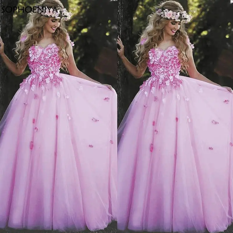 

New Arrival Cap sleeve Tulle Pink Muslim evening dress Party Flower Appliques Evening dresses Long 2021 Robe de soiree