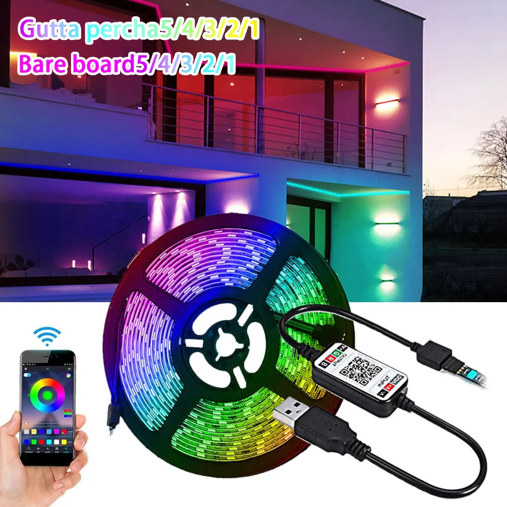 

Светодиодная лента RGB TV 5050 SMD подсветка Bluetooth управление через приложение гибкая лента Водонепроницаемая светодиодная лента для декора комн...