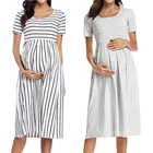 Платье, повседневная одежда, летнее платье для беременных женщин, для кормления грудью, однотонное летнее платье для беременных