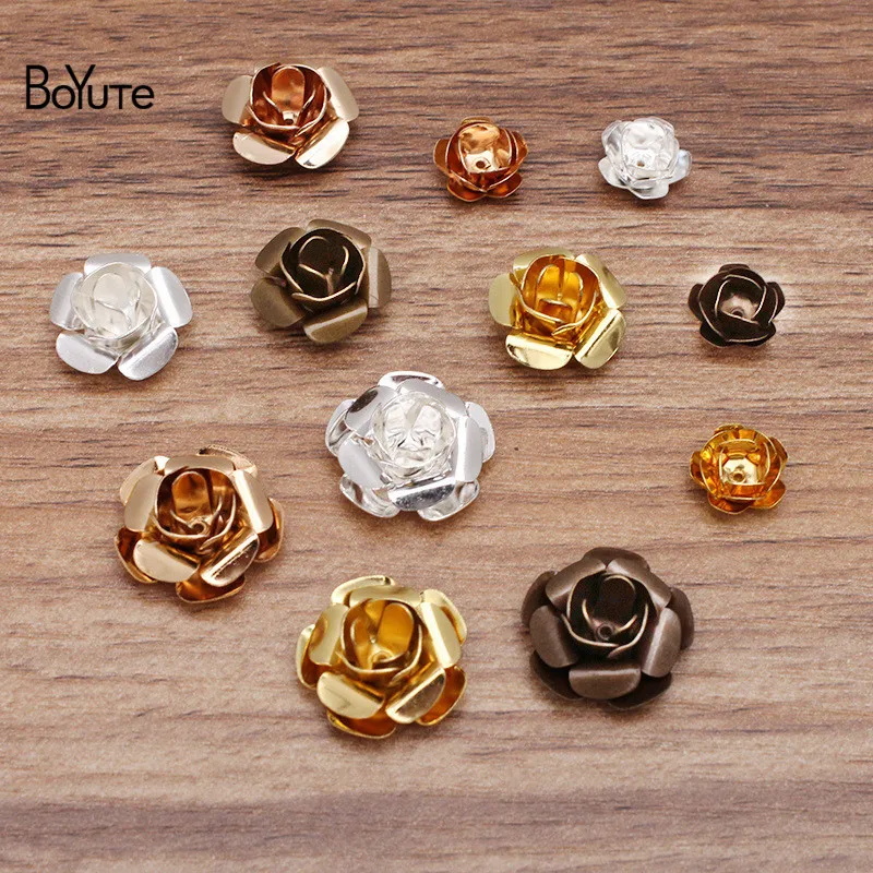 

BoYuTe (100 Pieces/Lot) 11MM 15MM 18MM Metal Brass Rose Flower Materials Handmade Diy Jewelry Accessories Wholesale