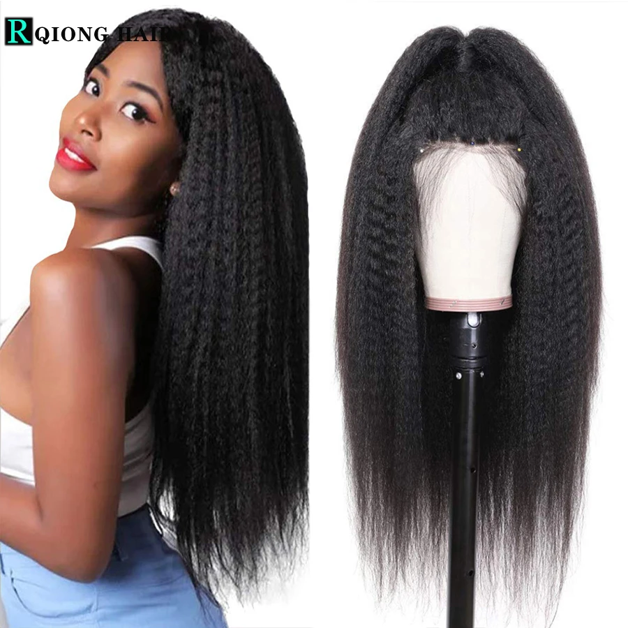 

250% курчавые прямые парики, предварительно выщипанные малазийские прямые человеческие волосы Yaki, фронтальные парики для женщин, 13X 6, фронтал...