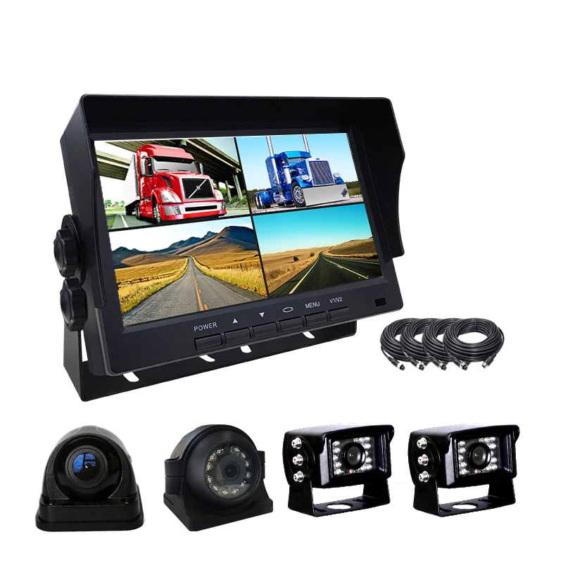 TEXOSA Новое поступление 7 дюймов Дисплей Quad Разделение монитор Встроенный DVR видео