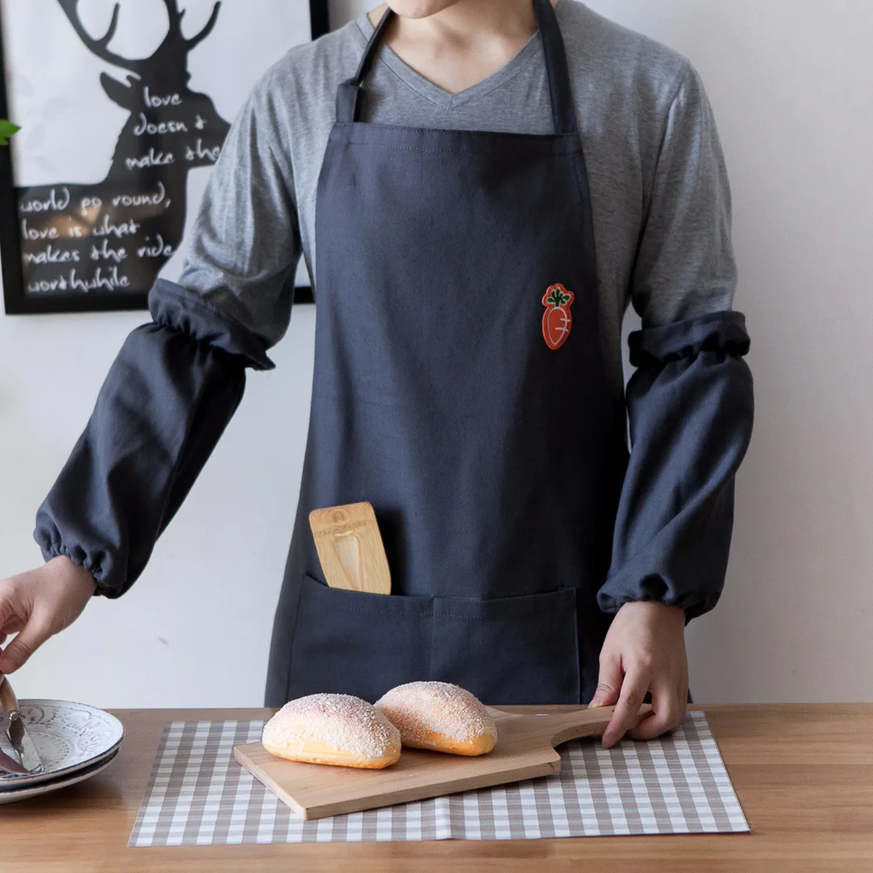 Женский домашний Кухонный Фартук с вышивкой для мужчин и женщин хлопковые