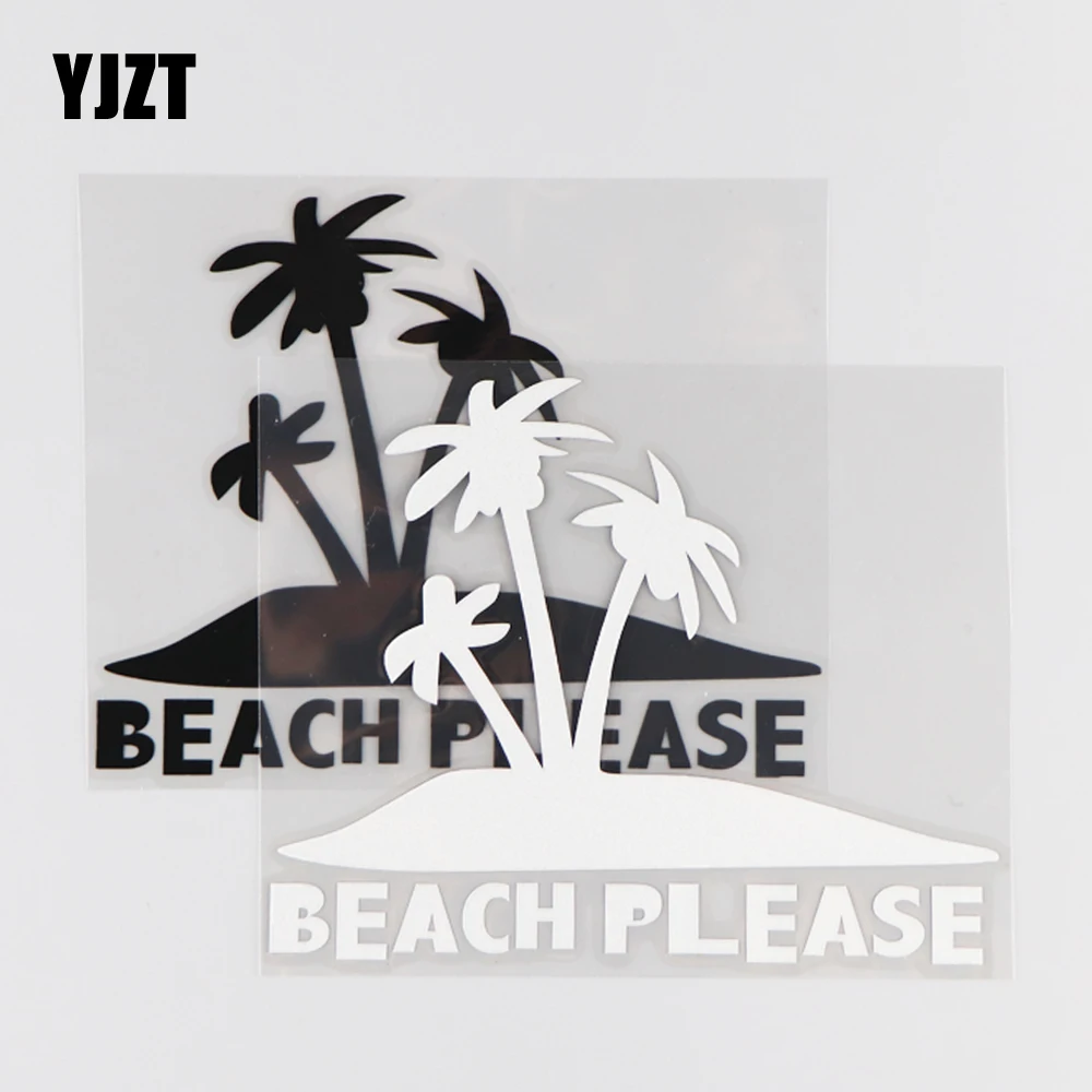 

YJZT 13×10.4CM BEACH PLEASE Vinyl Decal Car Sticker Cartoon Creative Window Glass Decoration Black/Silver 4C-0337