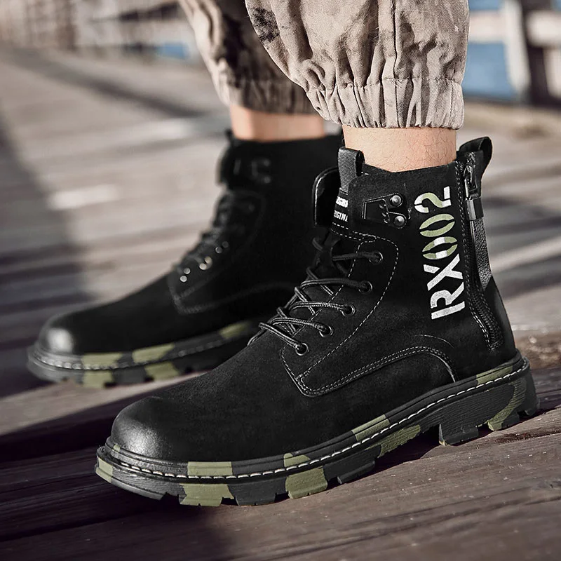 Кожаная мужская обувь зимние Ботинки martin в британском стиле для влюбленных пар