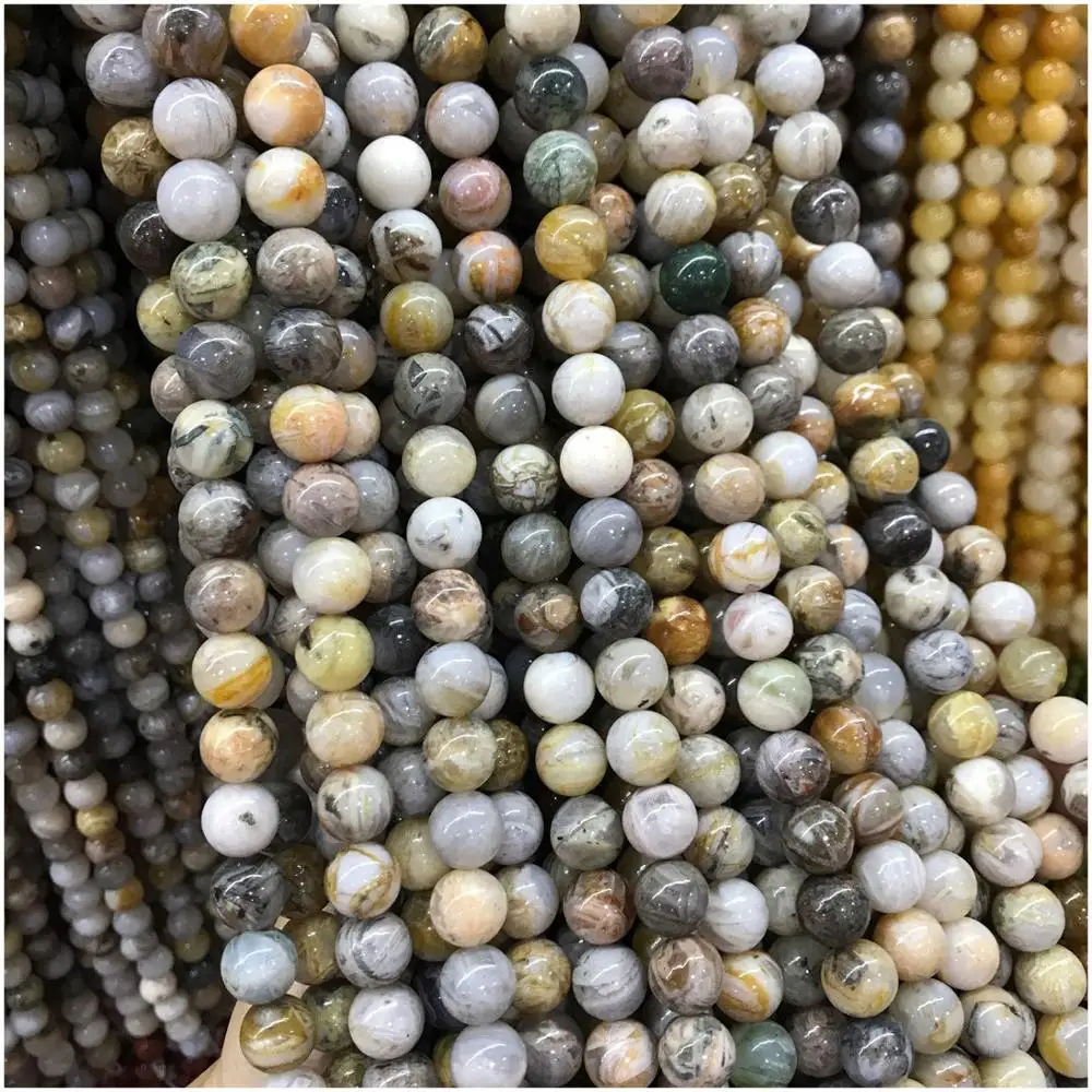 

Bamboo Agates Stone beads Wholesale Natural Stone Loose Round Green Bamboo Leaf Agates Beads for Jewelry Making 4/6/8/10/12mm