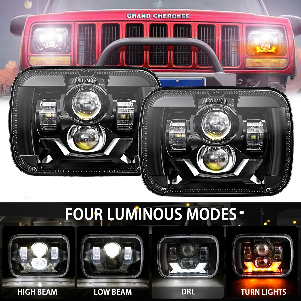 

Waterproof 5x7 Inch H4 LED Headlights 85W Hi/Low Beam Angel Eye DRL Headlamp for Jeep Wrangler YJ XJ Cherokee Off Road 4x4