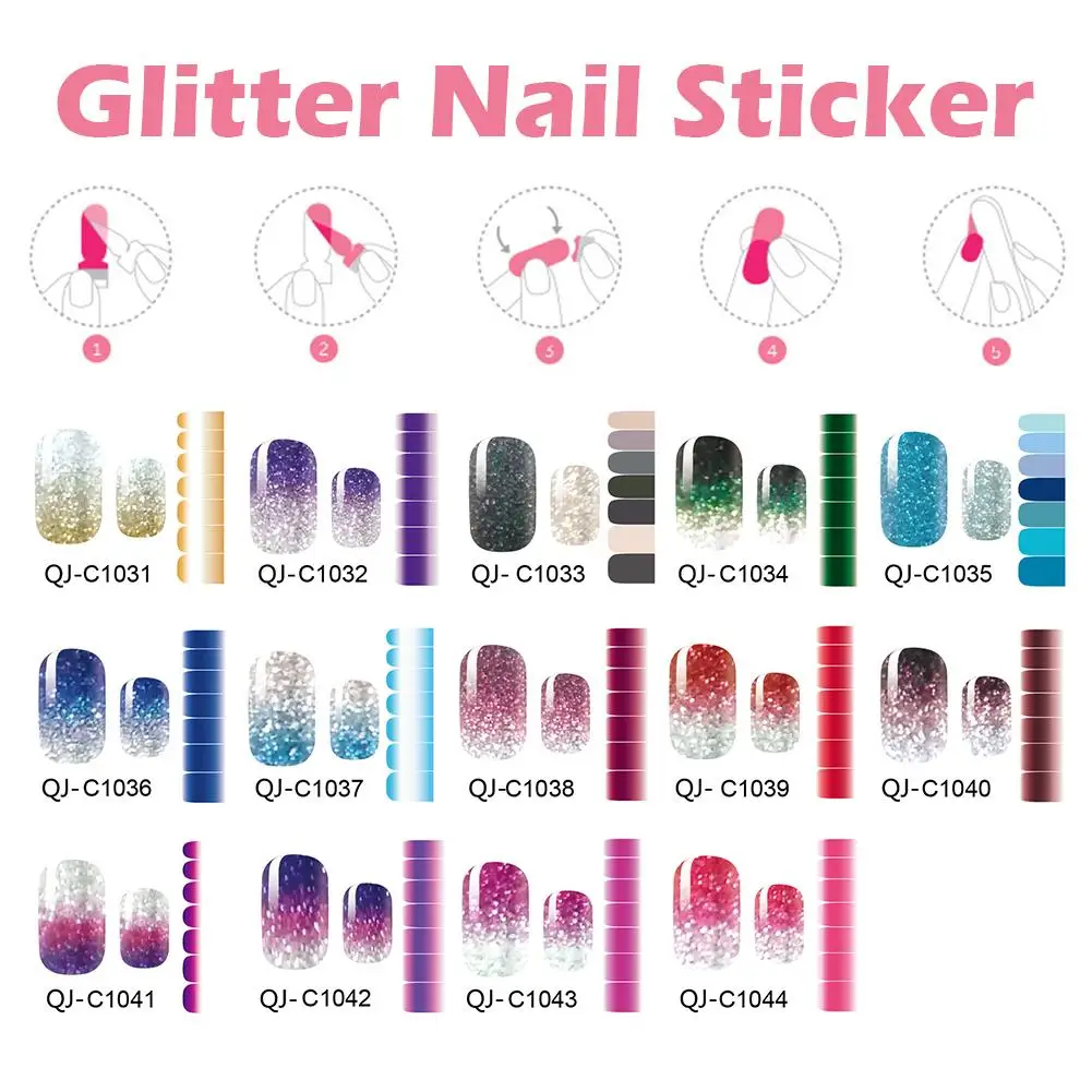 

Nail Stickers Luxury Nail Art Sticker Transfer Decals Glitter Series Collection Manicure Nail Polish Strips Wraps Nail Stickers