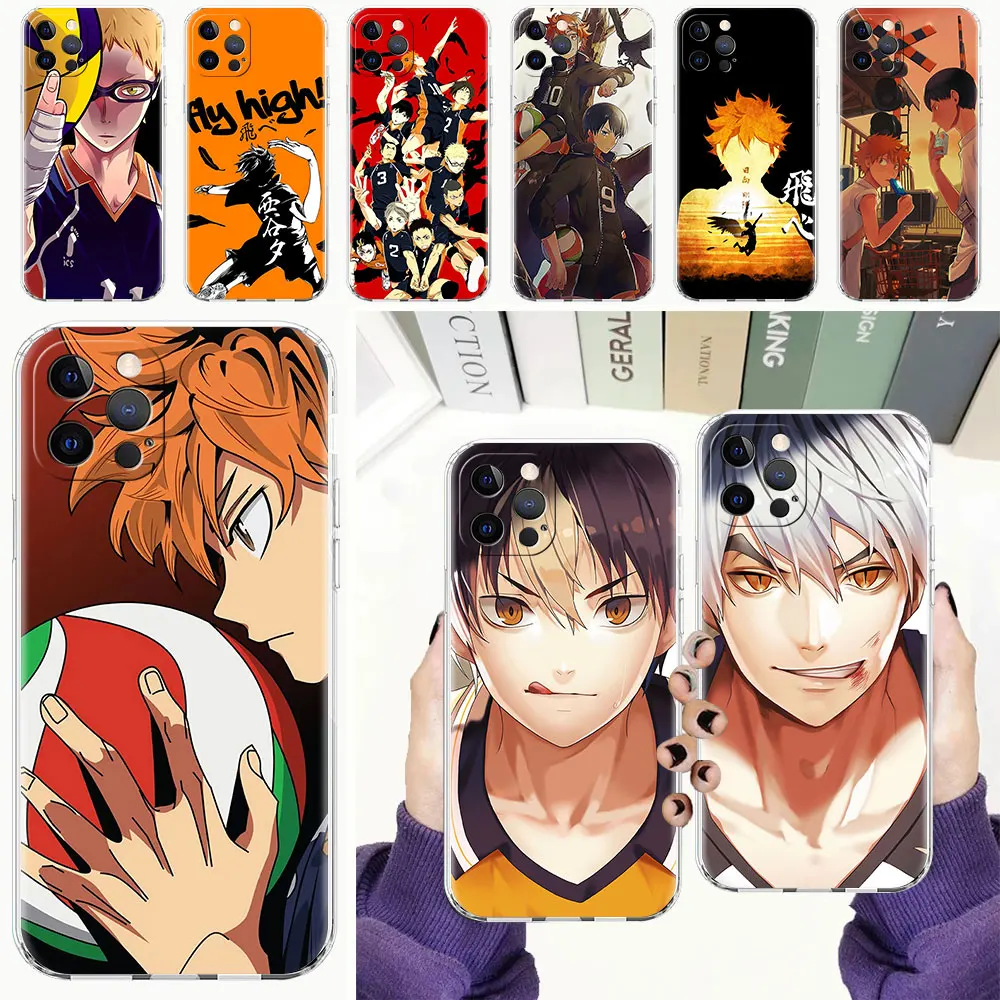

Transparent Clear Phone Case for Apple iPhone 13 Mini 13 Pro Max 11 12 7 Plus XR 6 6S 8 Soft Cover Bag Anime Haikyu Volleyball
