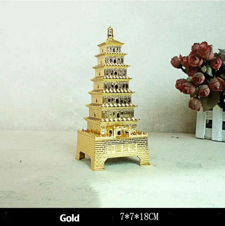 Новая Ретро Бронзовая металлическая большая статуя пагоды дикого гуся китайская