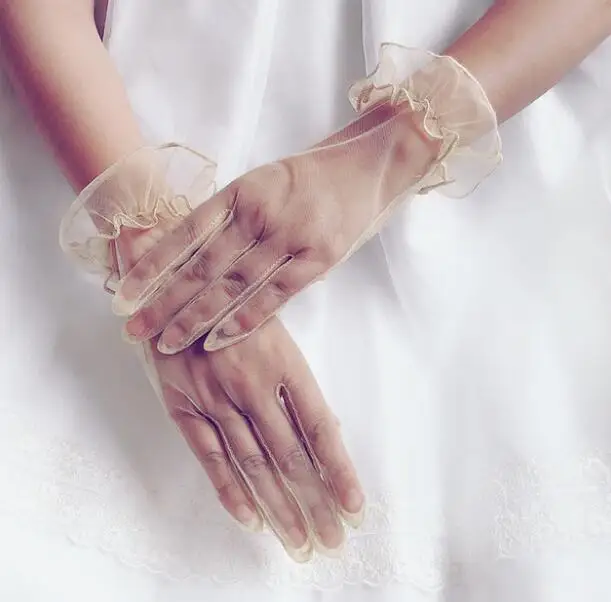Перчатка Женская сетчатая элегантная Прозрачная Кружевная перчатка белый цвет
