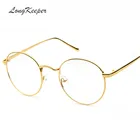 Большие корейские очки longkeper, круглые очки в оправе с прозрачными линзами для женщин и мужчин, Золотые очки в ретро-оправе, очки в винтажной оправе