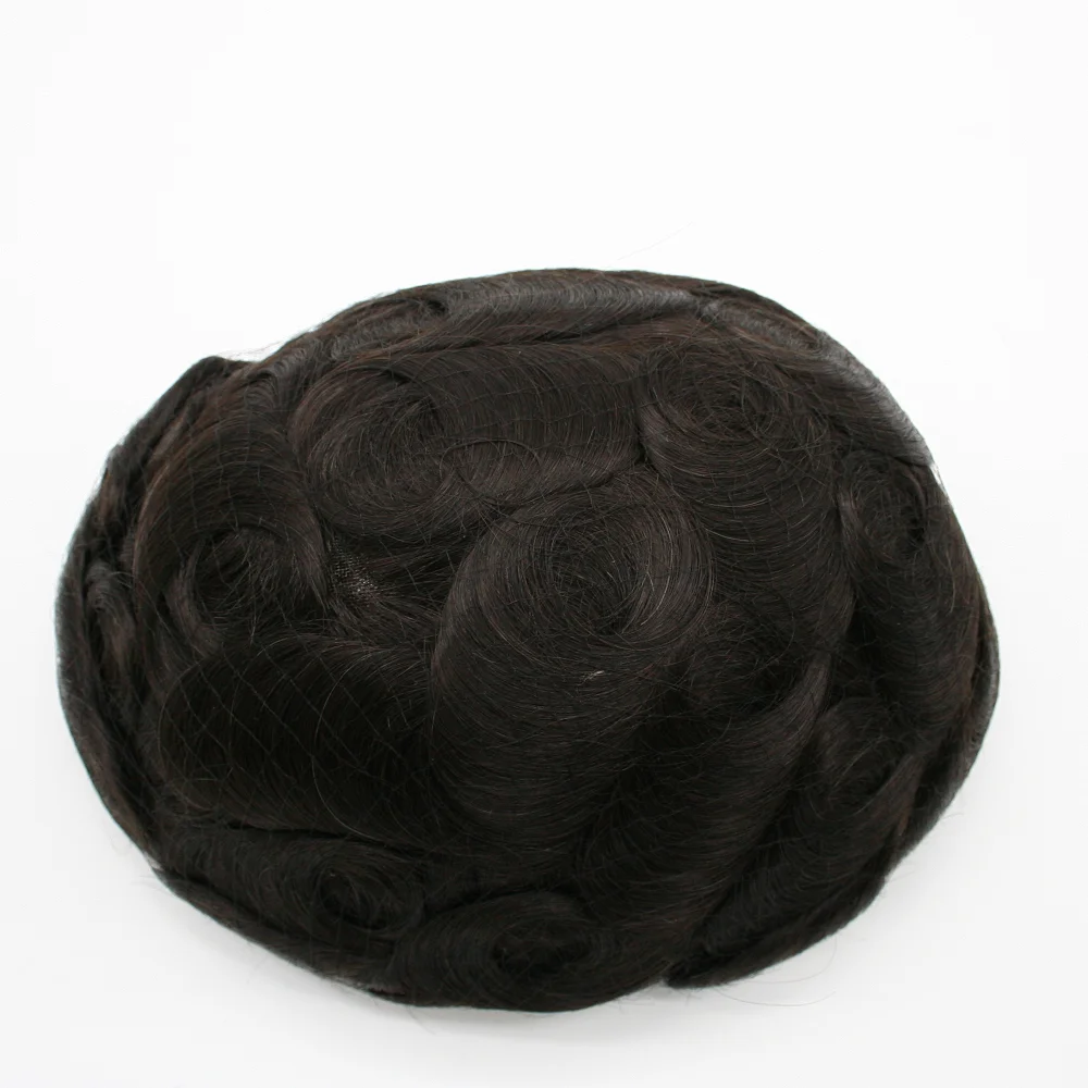 Мужские волосы со сварным кружевом спереди и сверху по бокам сзади парик