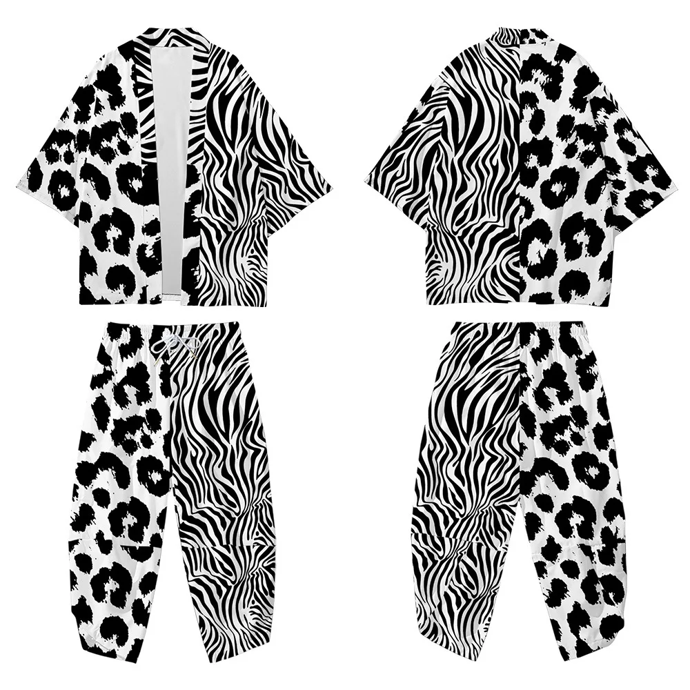 Кимоно с леопардовым принтом для мужчин и женщин свободное японское кимоно в