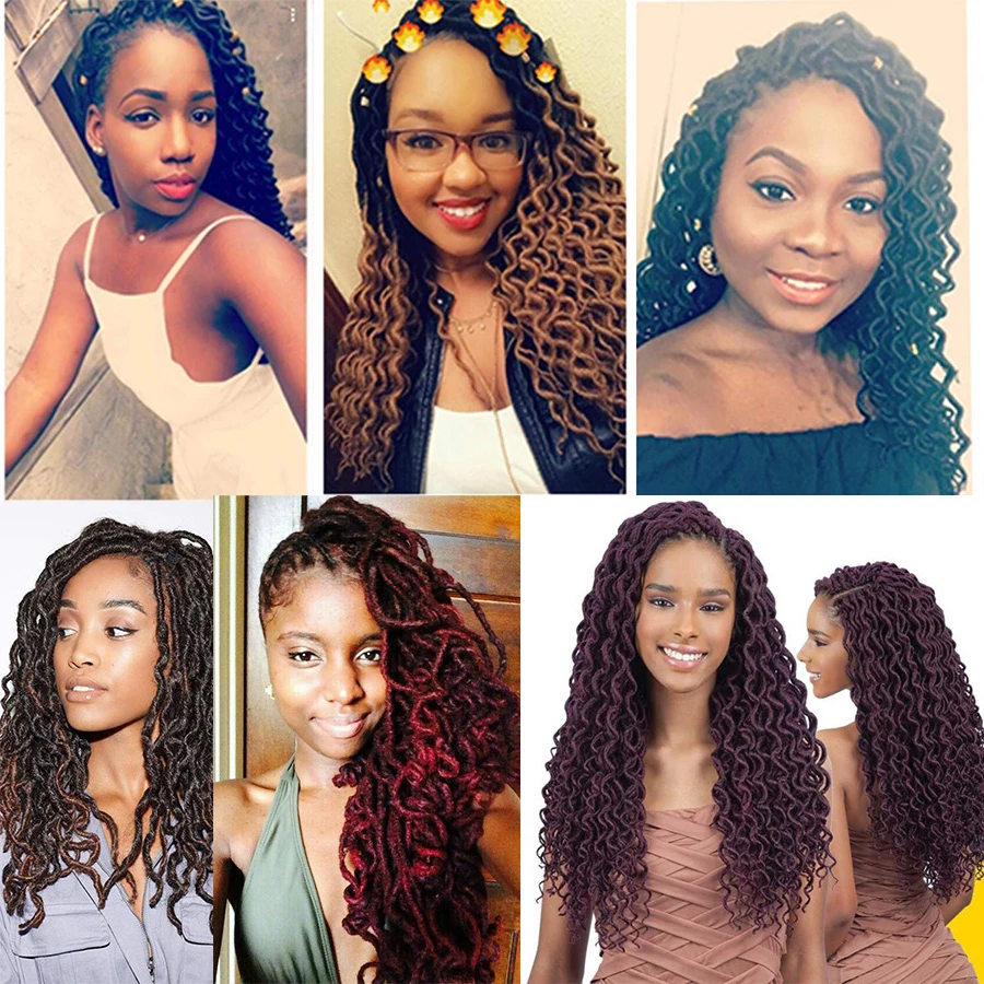 

TOMO 24Strands Pre-looped Goddess Locs Crochet Dreadlock Curly Extended Faux Locs Crochet Braids Hair Synthetic Braiding Hair