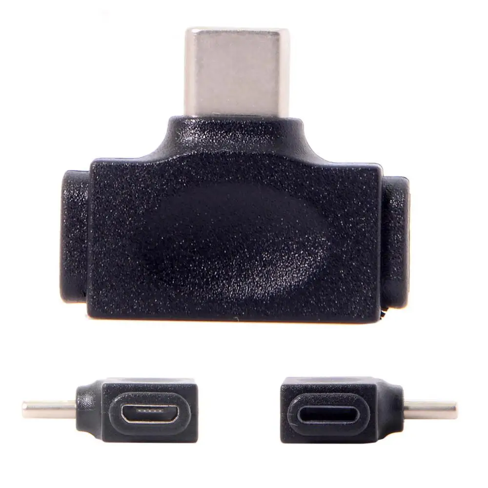 

USB 3.1 Type C Male to Micro USB 2.0 & Lightning Female Data Adapter 2 in 1 for Phone & Tablet